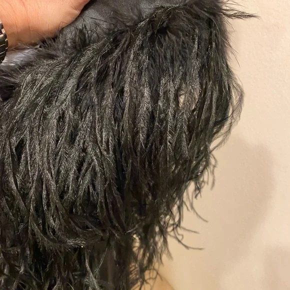 Old time feather trimmed long dress gown - Picture 8 of 8